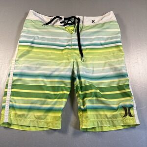 Hurley Board Shorts Mens 32 Striped Swim Trunks Surf Drawstring